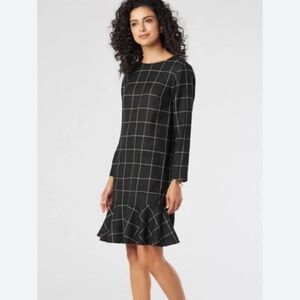 Pendleton Wool Windowpane Peplum Dress. 
Black.